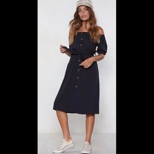 NASTY GAL OFF SHOULDER MIDI DRESS